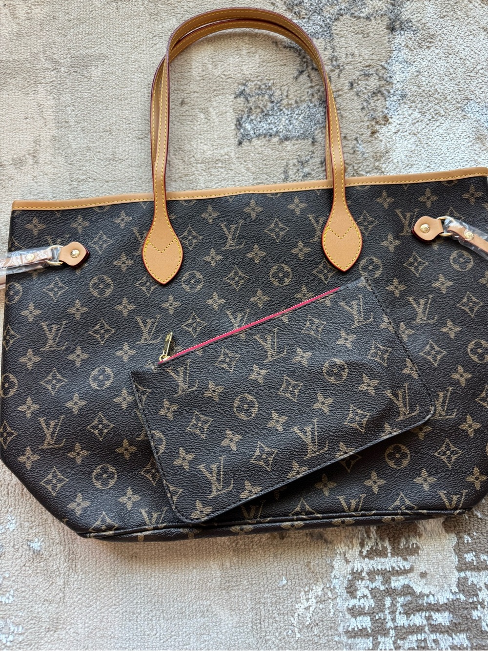 Classic Monogram Canvas Tote in Brown with Natural Trim (never used) - Picture 3 of 6